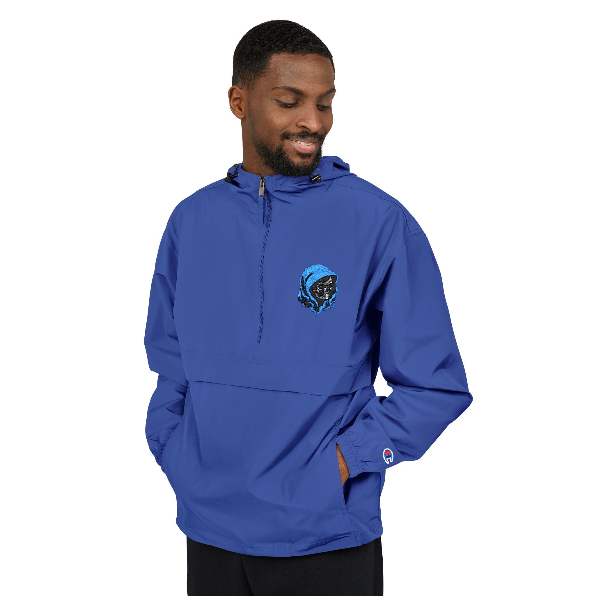 Packable Anorak Windbreaker — Blue D3ADLUX Skull