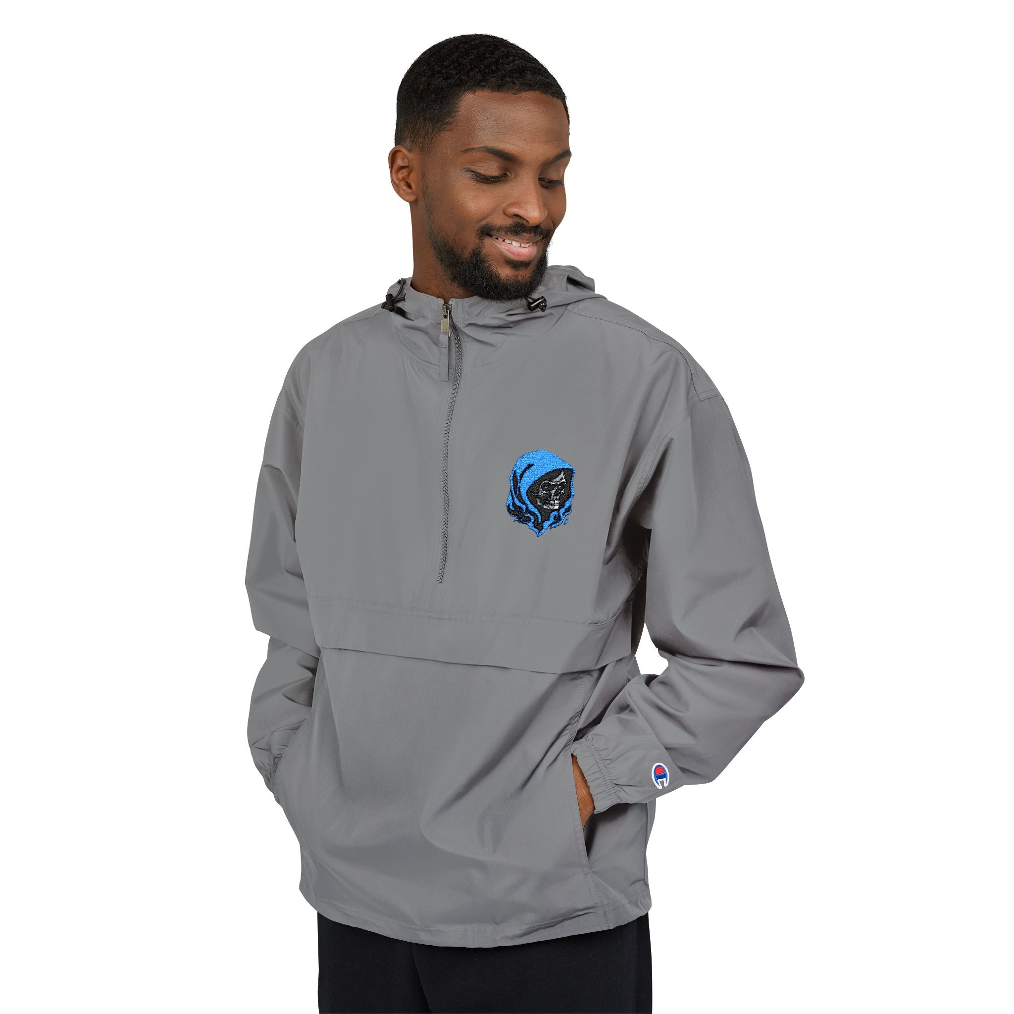 Packable Anorak Windbreaker — Blue D3ADLUX Skull