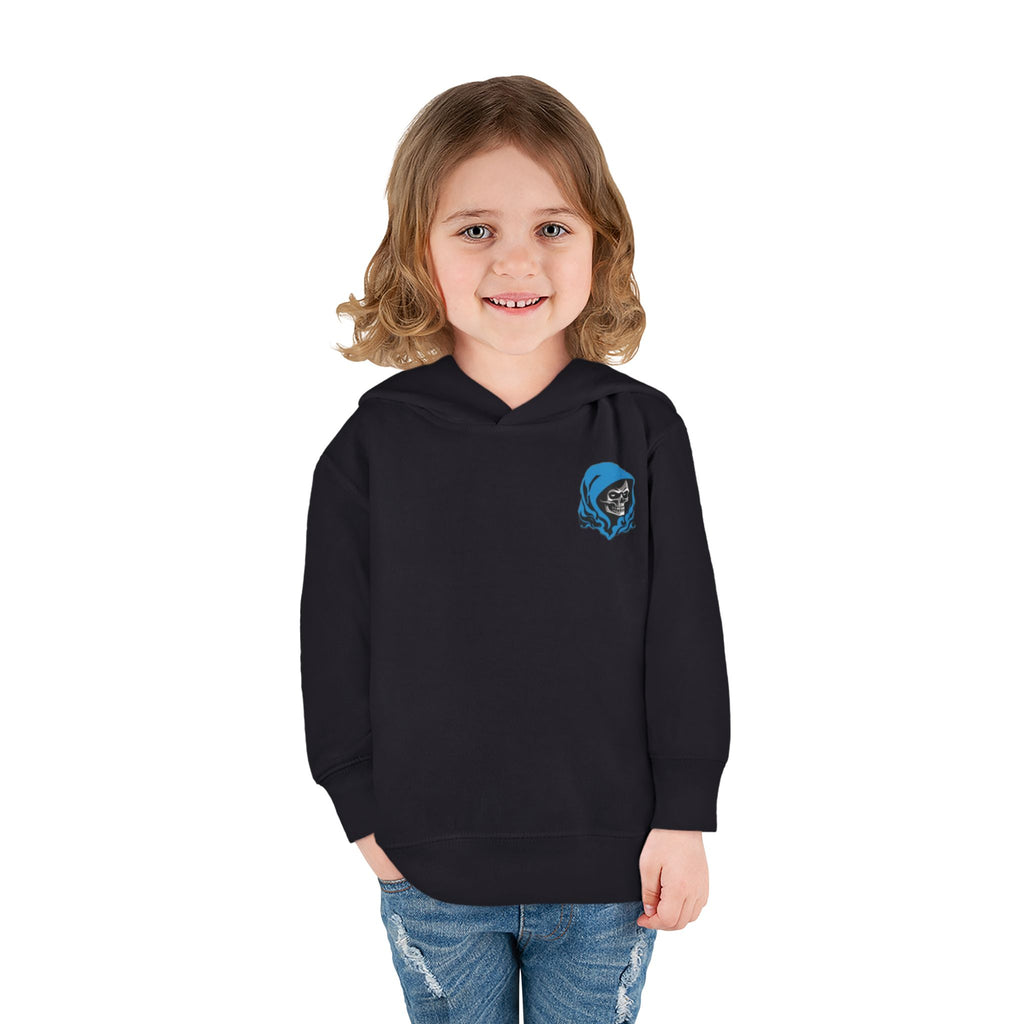 Toddler Hoodie with Blue Hooded Skull Graphic — Cute Edgy Kids Pullover
