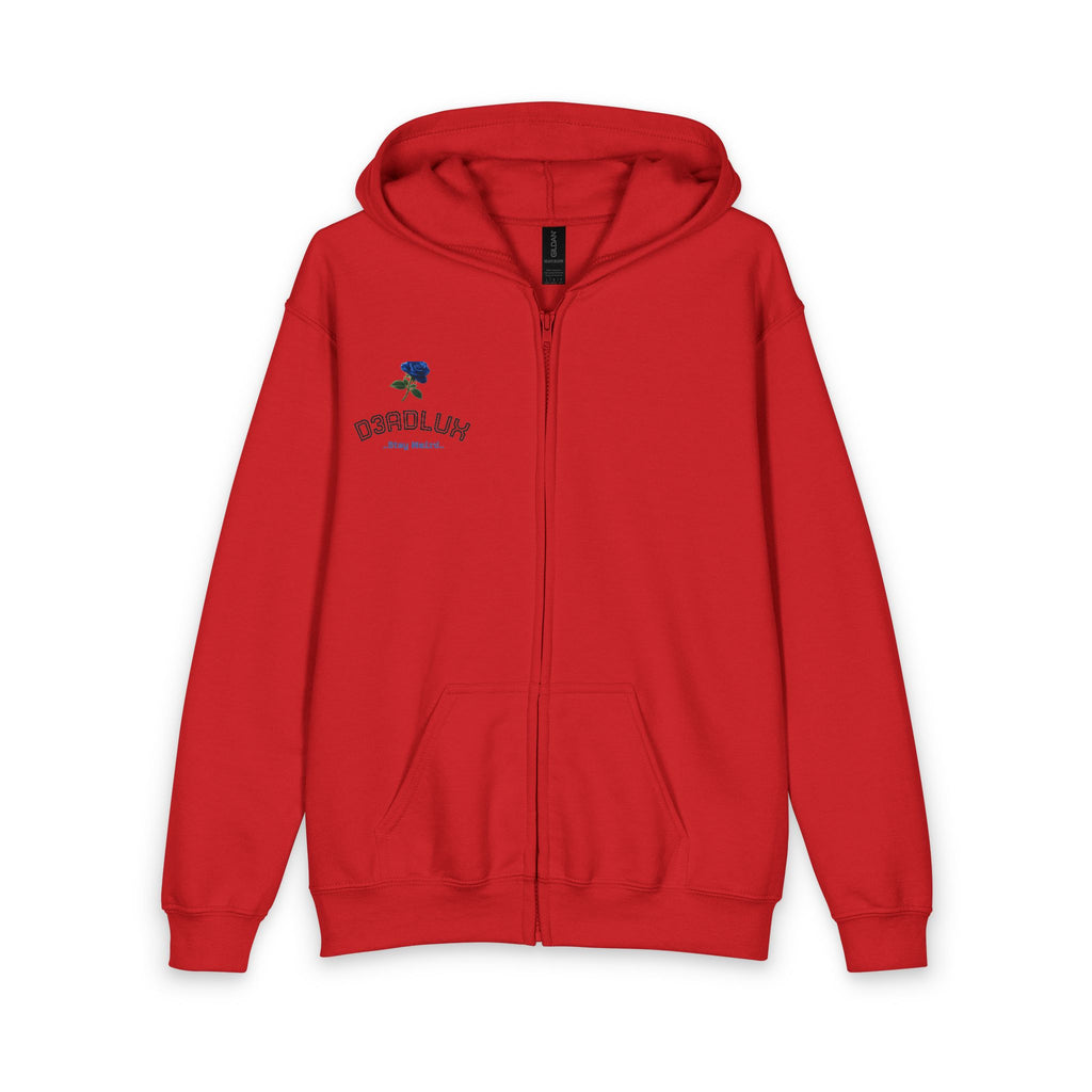 Youth Zip Hoodie with Rose Graphic & 'Obey' Motivational Back Text