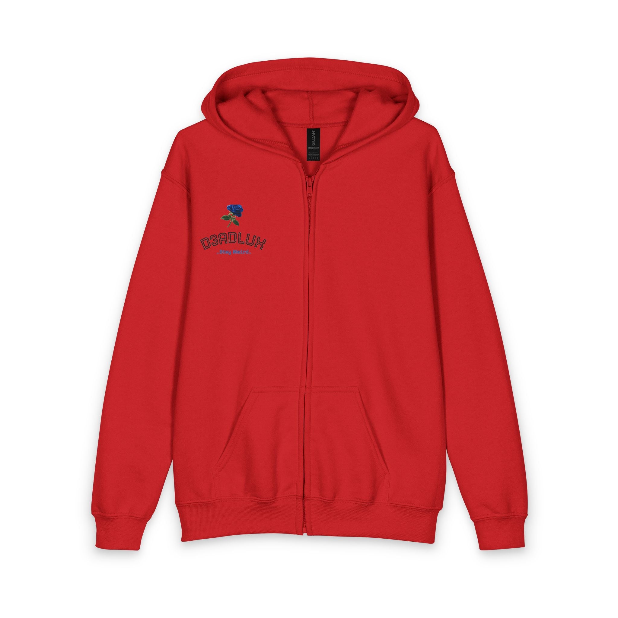 Youth Zip Hoodie with Rose Graphic & 'Obey' Motivational Back Text