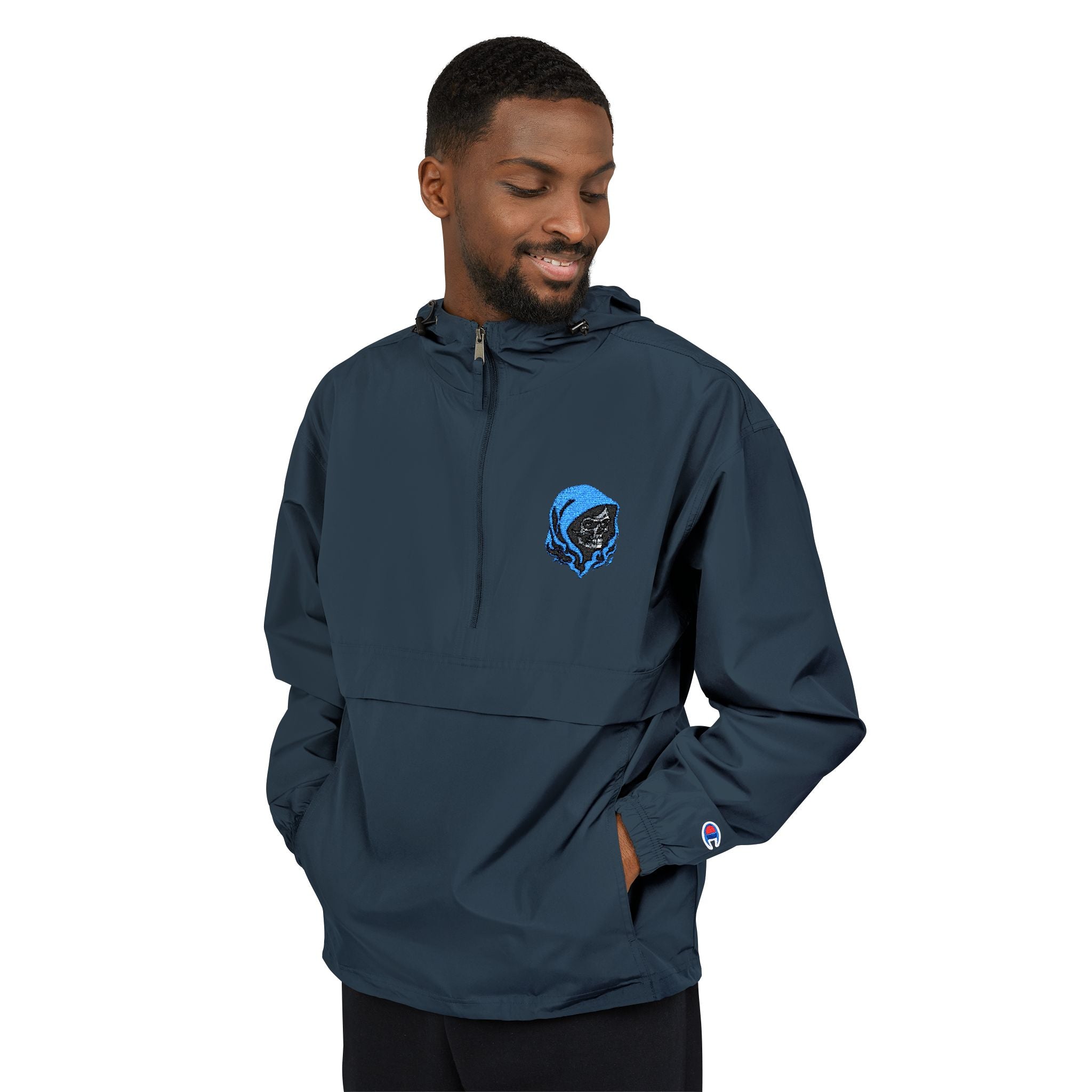 Packable Anorak Windbreaker — Blue D3ADLUX Skull