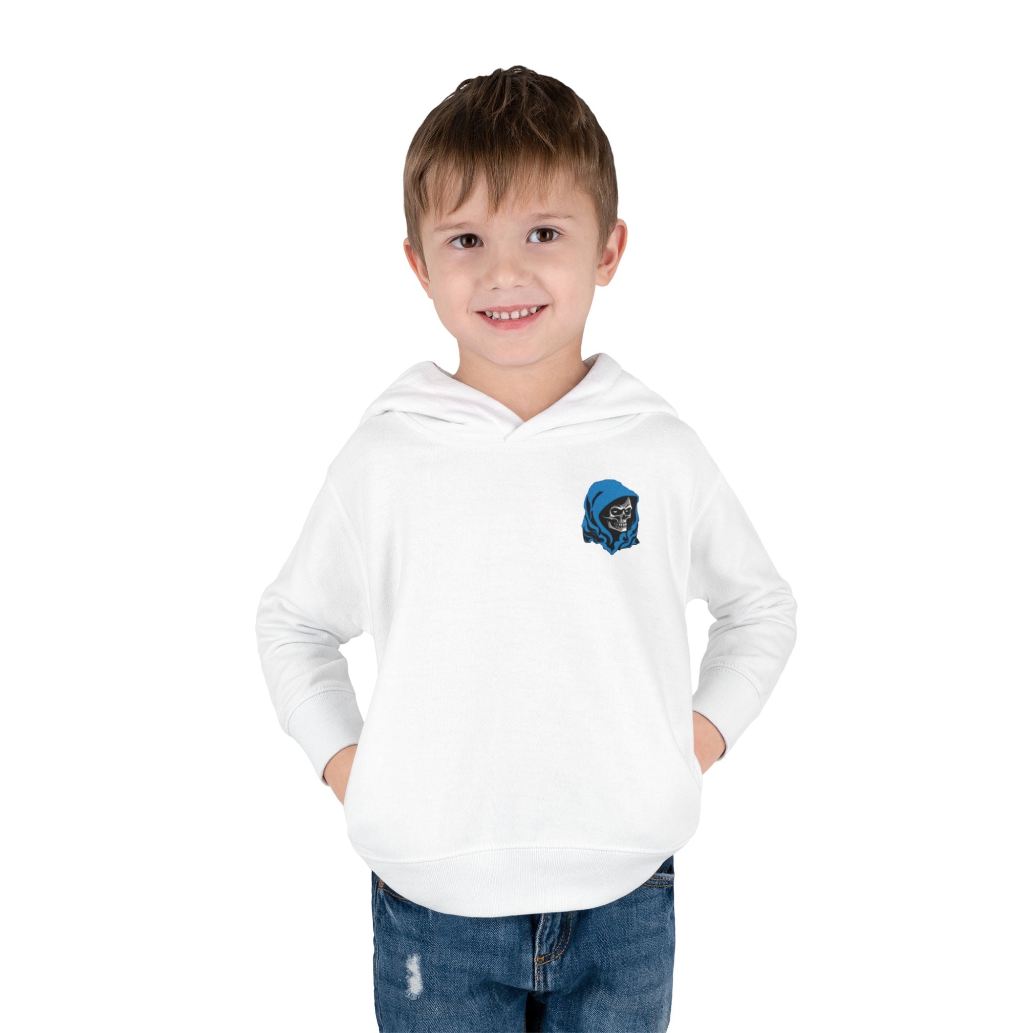 Toddler Hoodie with Blue Hooded Skull Graphic — Cute Edgy Kids Pullover