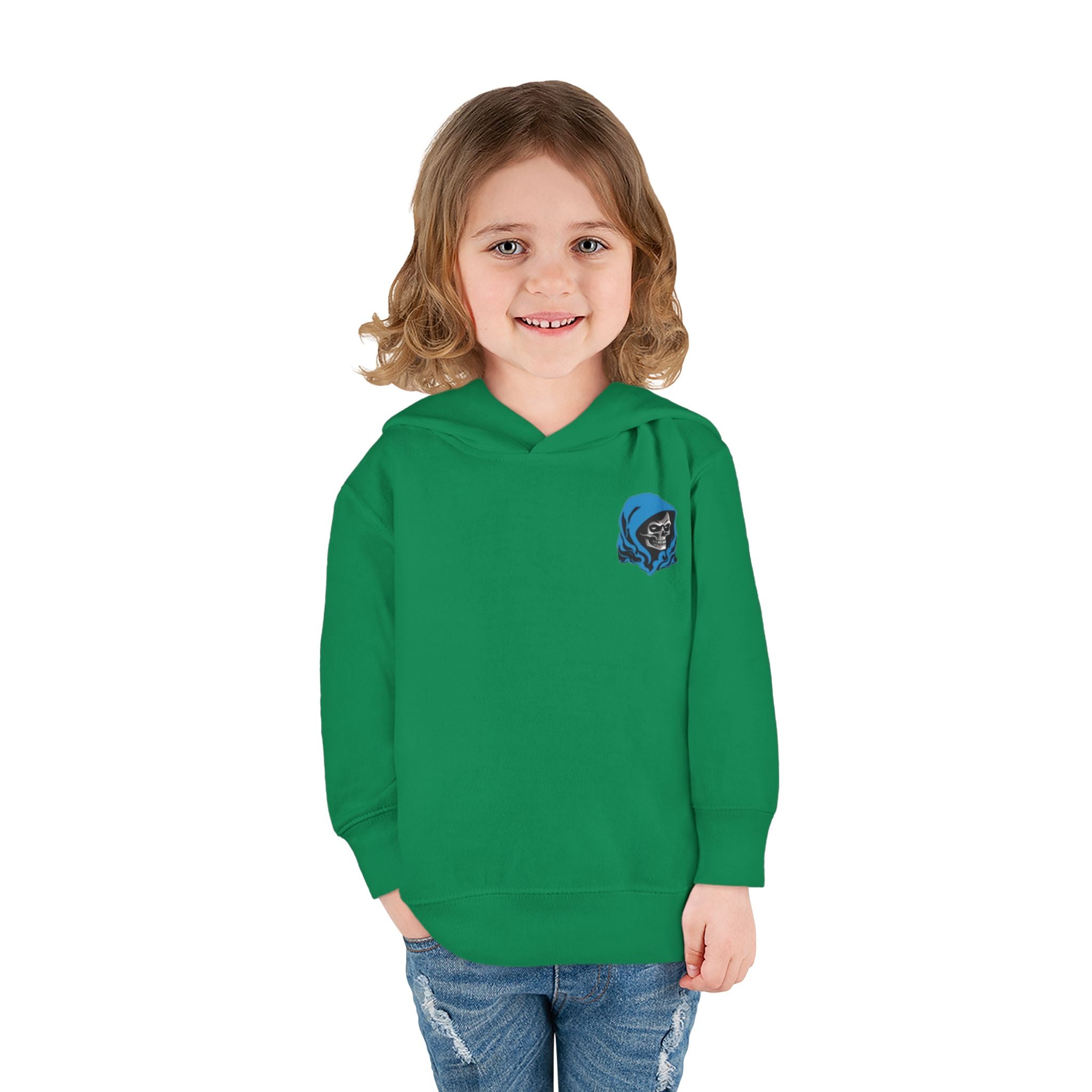 Toddler Hoodie with Blue Hooded Skull Graphic — Cute Edgy Kids Pullover