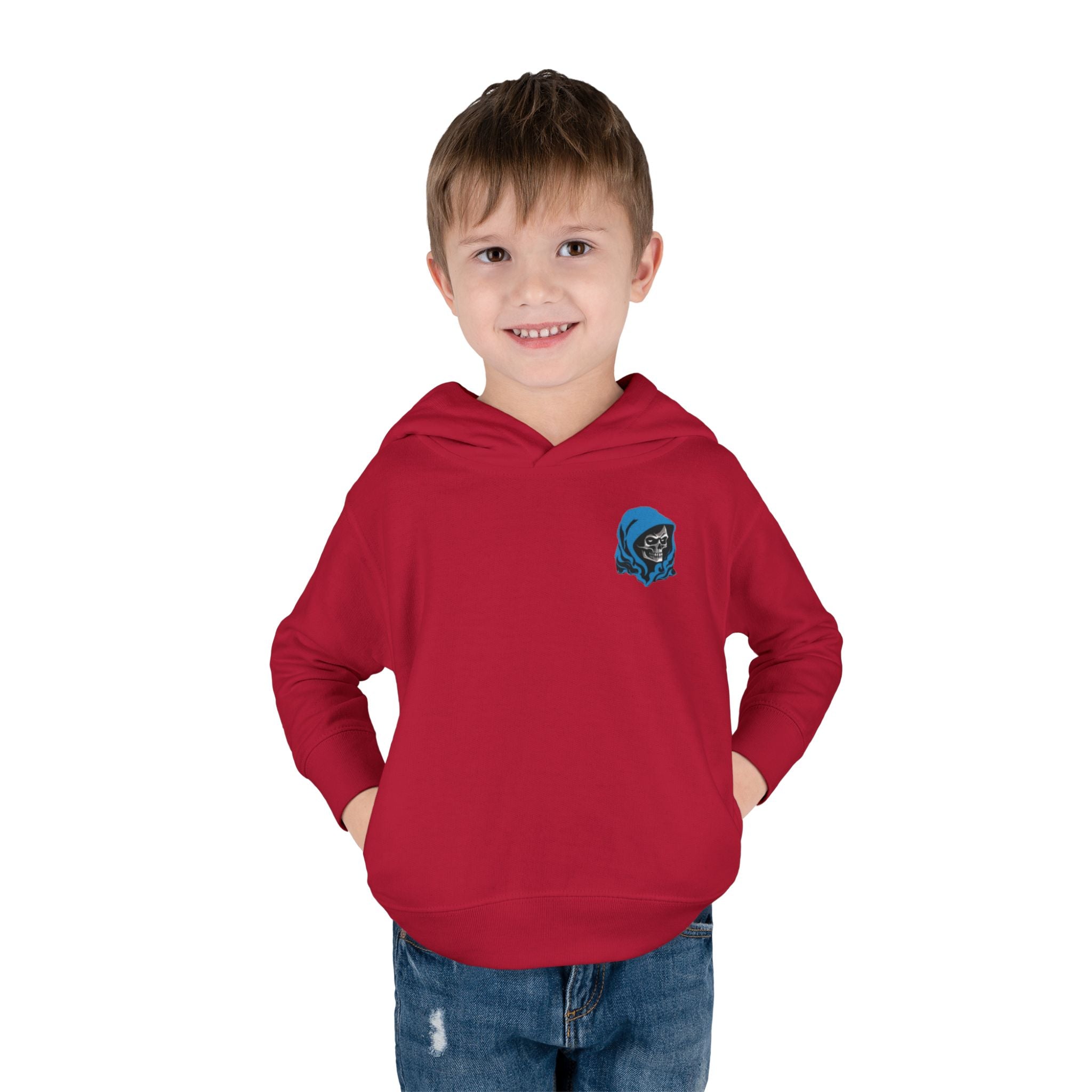 Toddler Hoodie with Blue Hooded Skull Graphic — Cute Edgy Kids Pullover