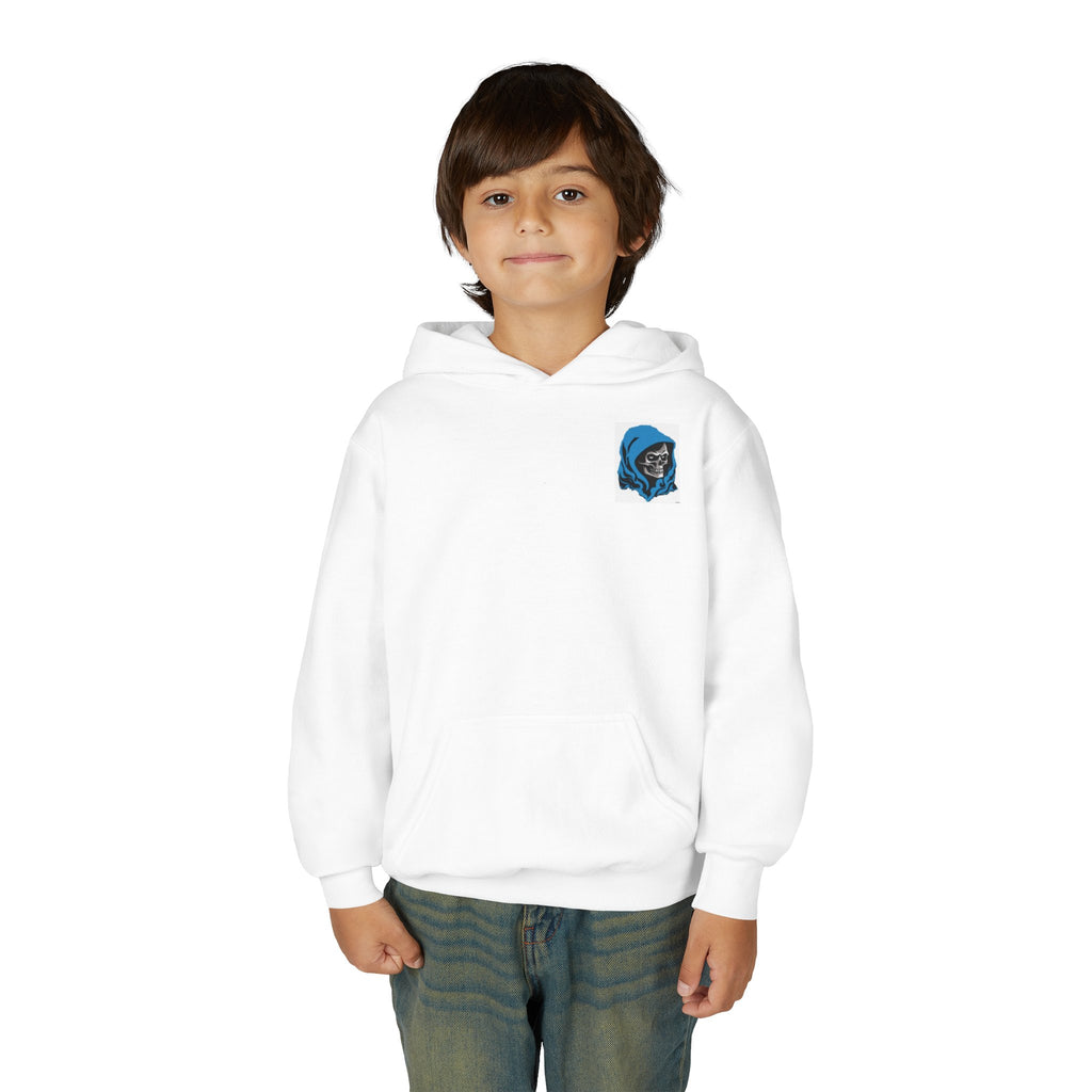 Youth Hoodie – Blue Hooded Skeleton Graphic Pullover