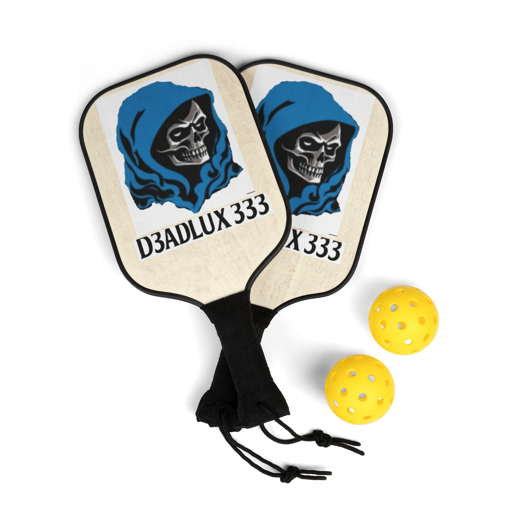 Pickleball Paddle Set — D3ADLUX 333 Skull Hood Design