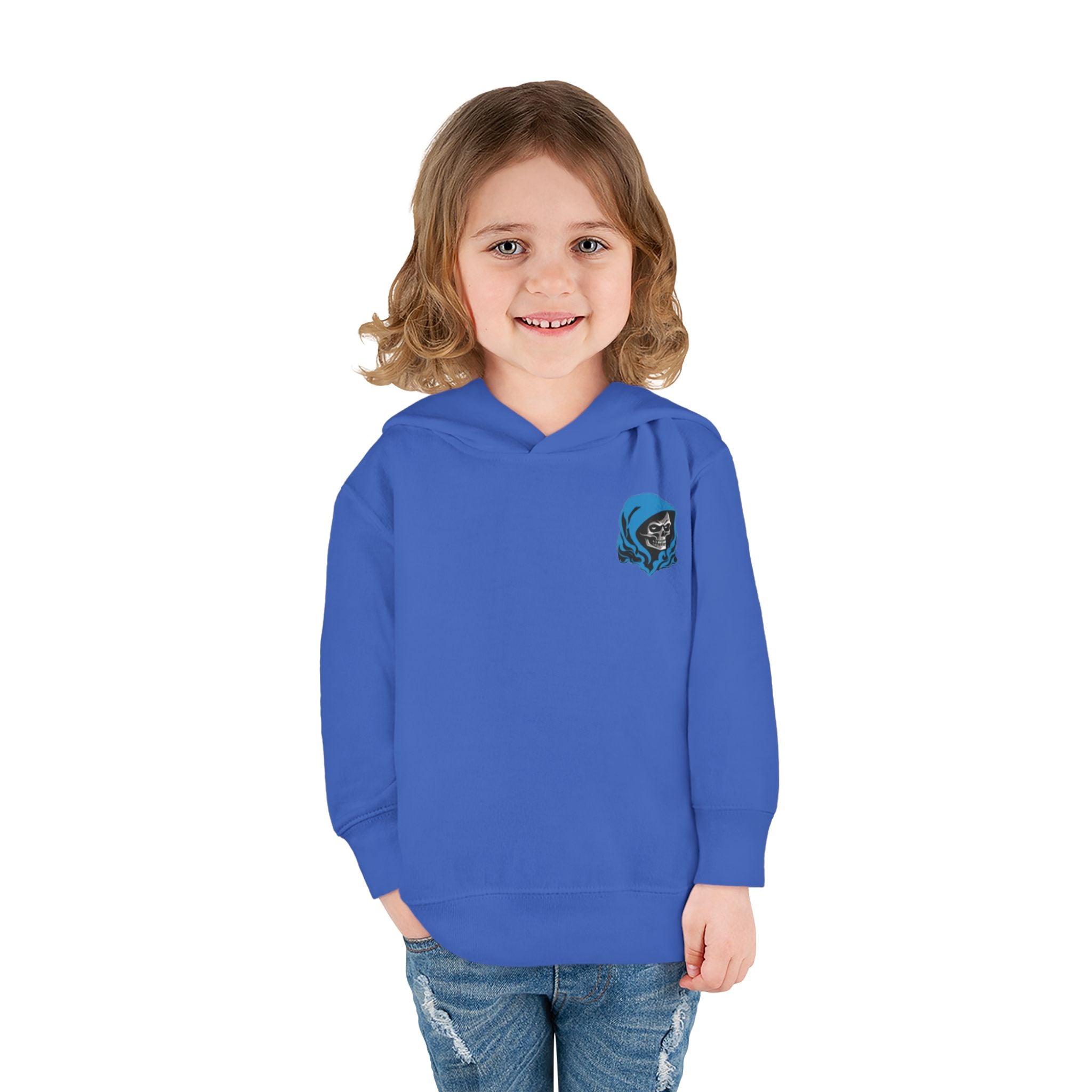 Toddler Hoodie with Blue Hooded Skull Graphic — Cute Edgy Kids Pullover