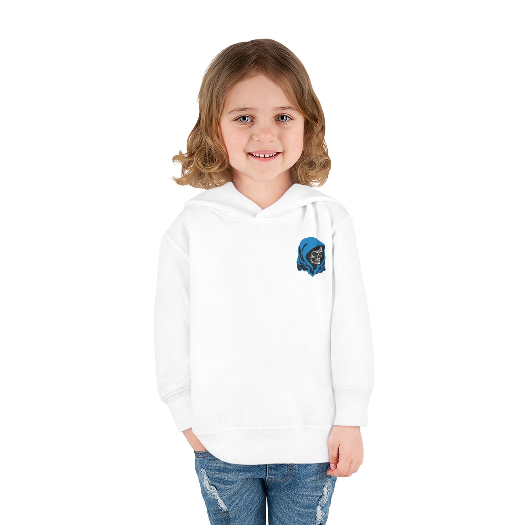 Toddler Hoodie with Blue Hooded Skull Graphic — Cute Edgy Kids Pullover