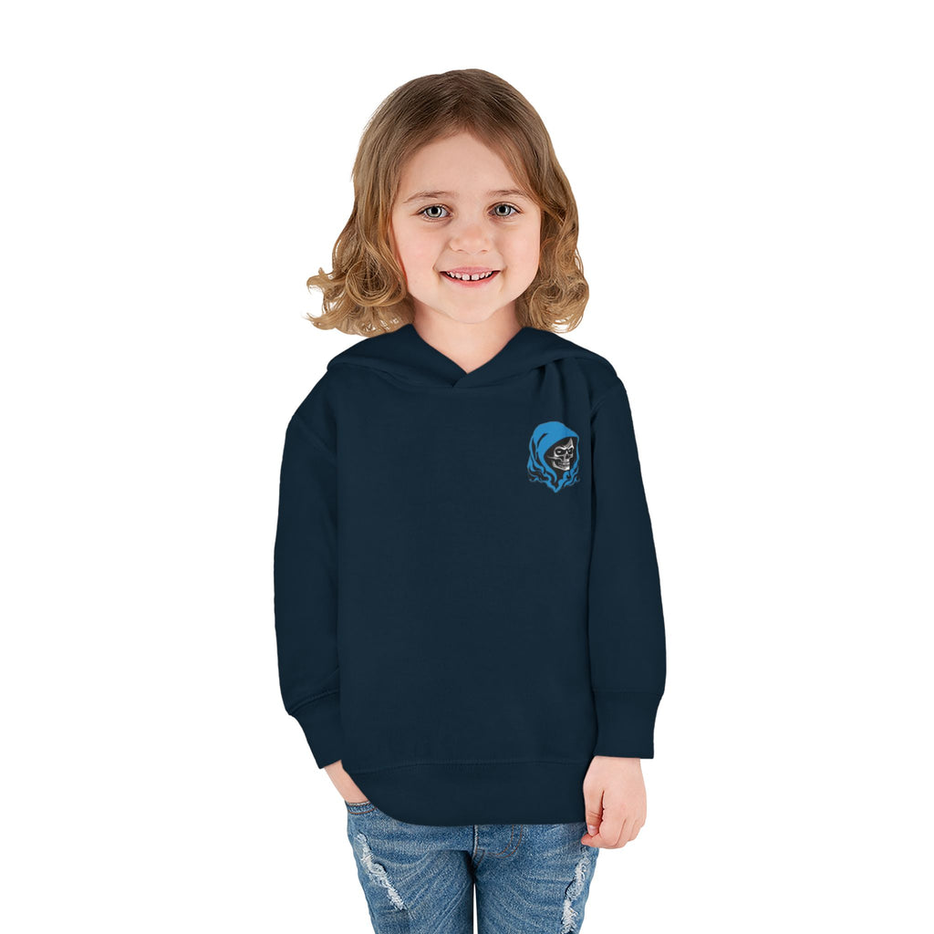 Toddler Hoodie with Blue Hooded Skull Graphic — Cute Edgy Kids Pullover
