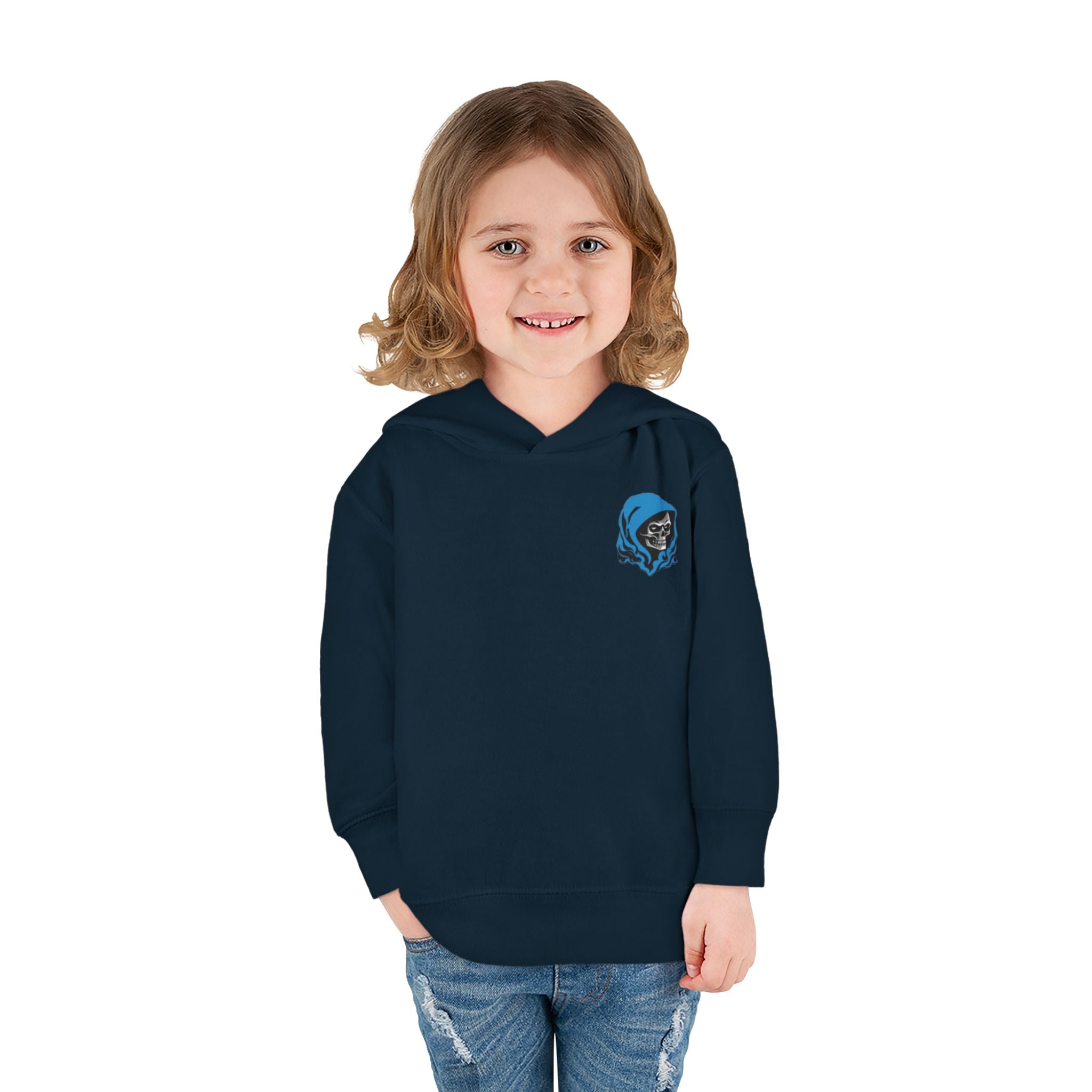 Toddler Hoodie with Blue Hooded Skull Graphic — Cute Edgy Kids Pullover
