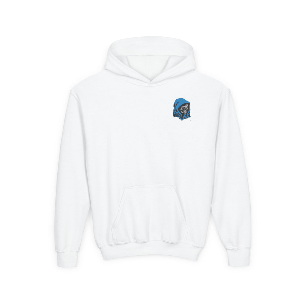 Youth Hoodie – Blue Hooded Skeleton Graphic Pullover