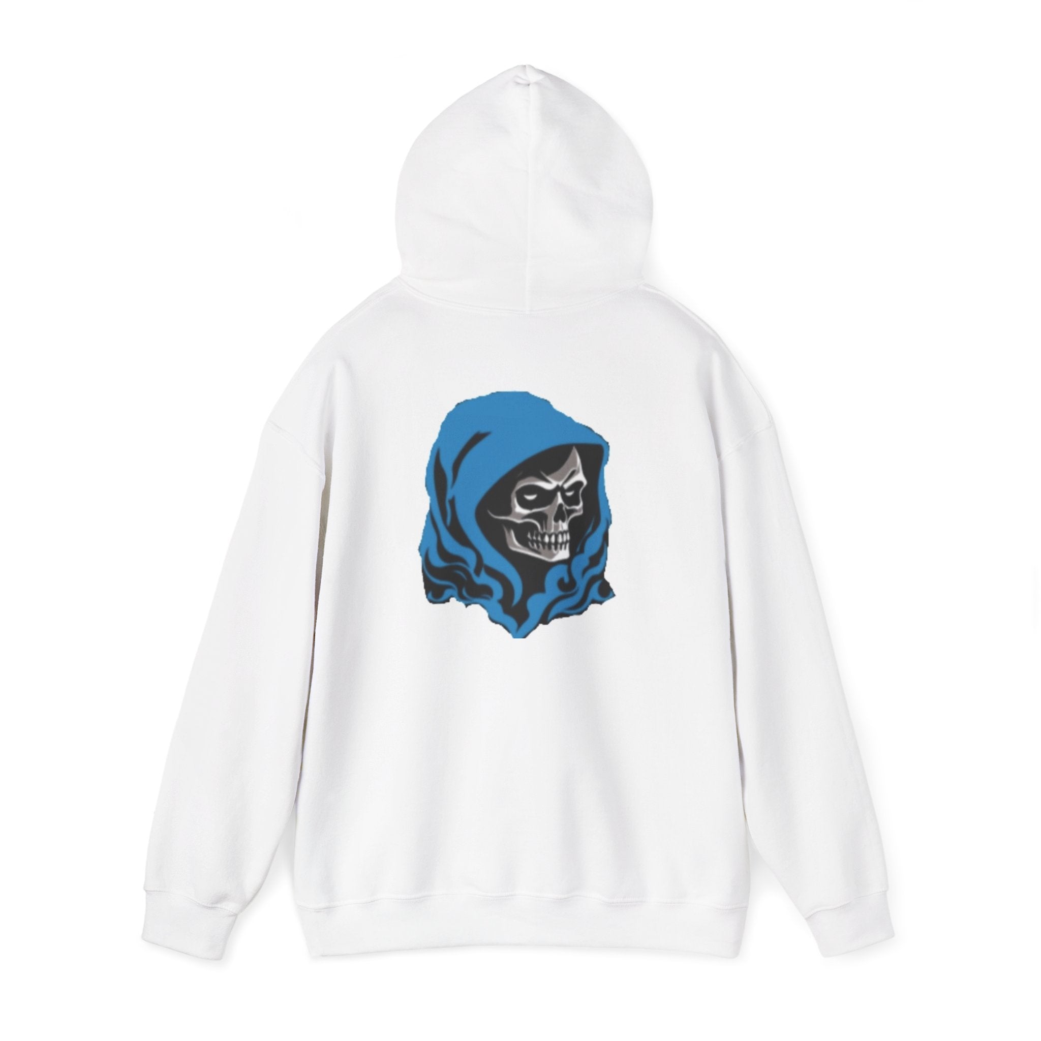 Skull Reaper Hoodie — Blue Hooded Skull Graphic Pullover