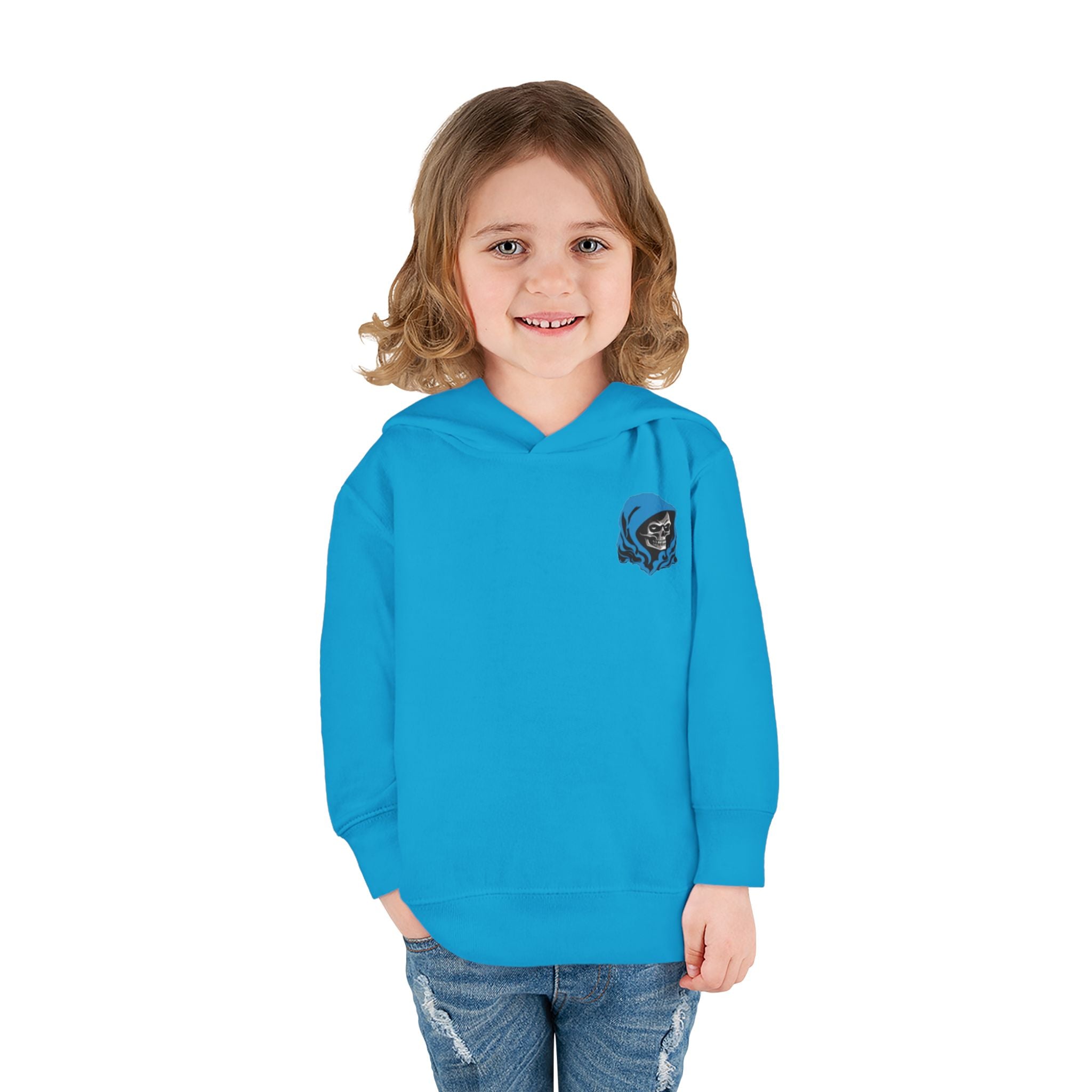 Toddler Hoodie with Blue Hooded Skull Graphic — Cute Edgy Kids Pullover