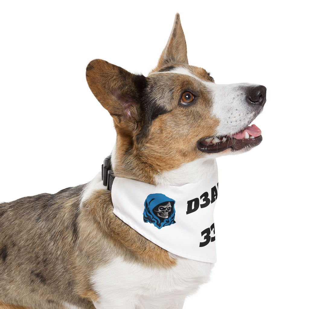 Pet Bandana Collar — White 'D3ADLUX 333' Skull Logo Dog Bandana Collar