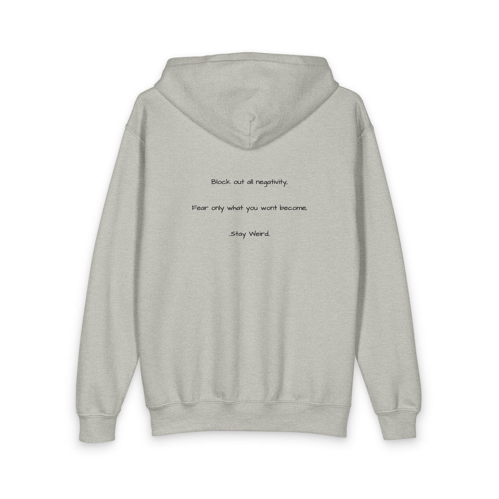 Youth Zip Hoodie with Rose Graphic & 'Obey' Motivational Back Text