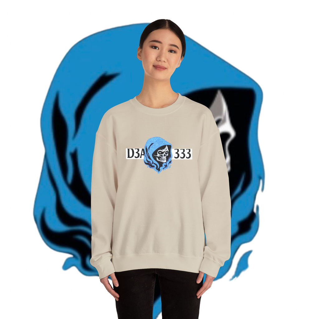 Skull in Blue Hoodie Crewneck Sweatshirt - D3A 333 Graphic