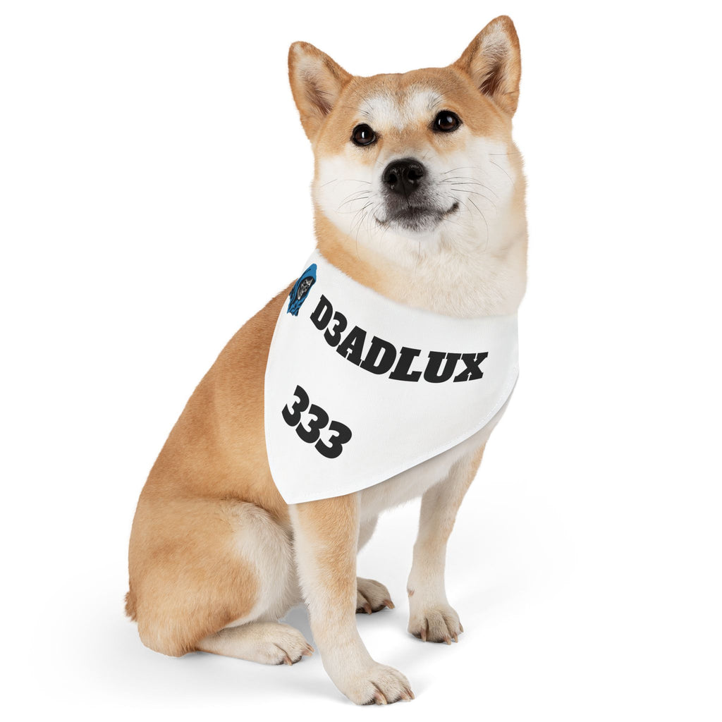 Pet Bandana Collar — White 'D3ADLUX 333' Skull Logo Dog Bandana Collar