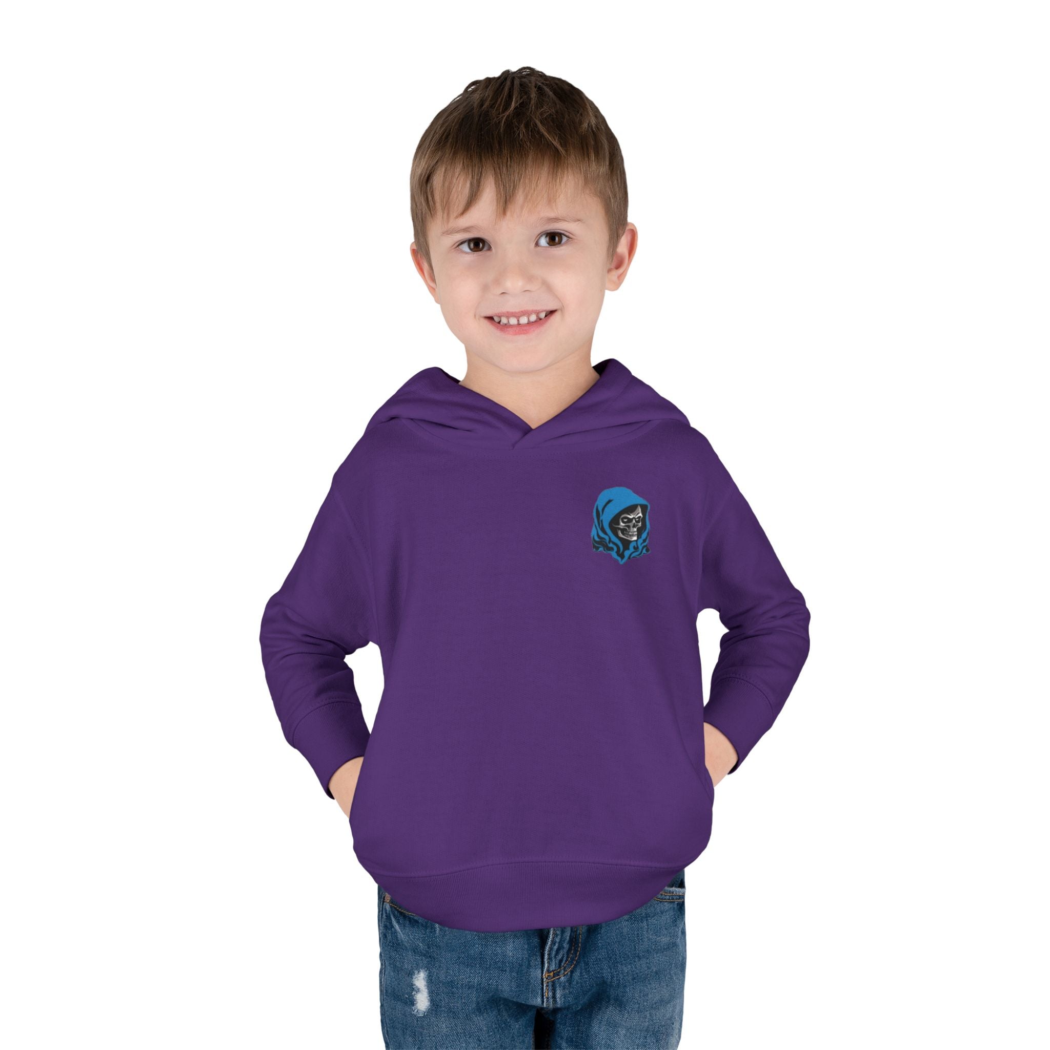 Toddler Hoodie with Blue Hooded Skull Graphic — Cute Edgy Kids Pullover