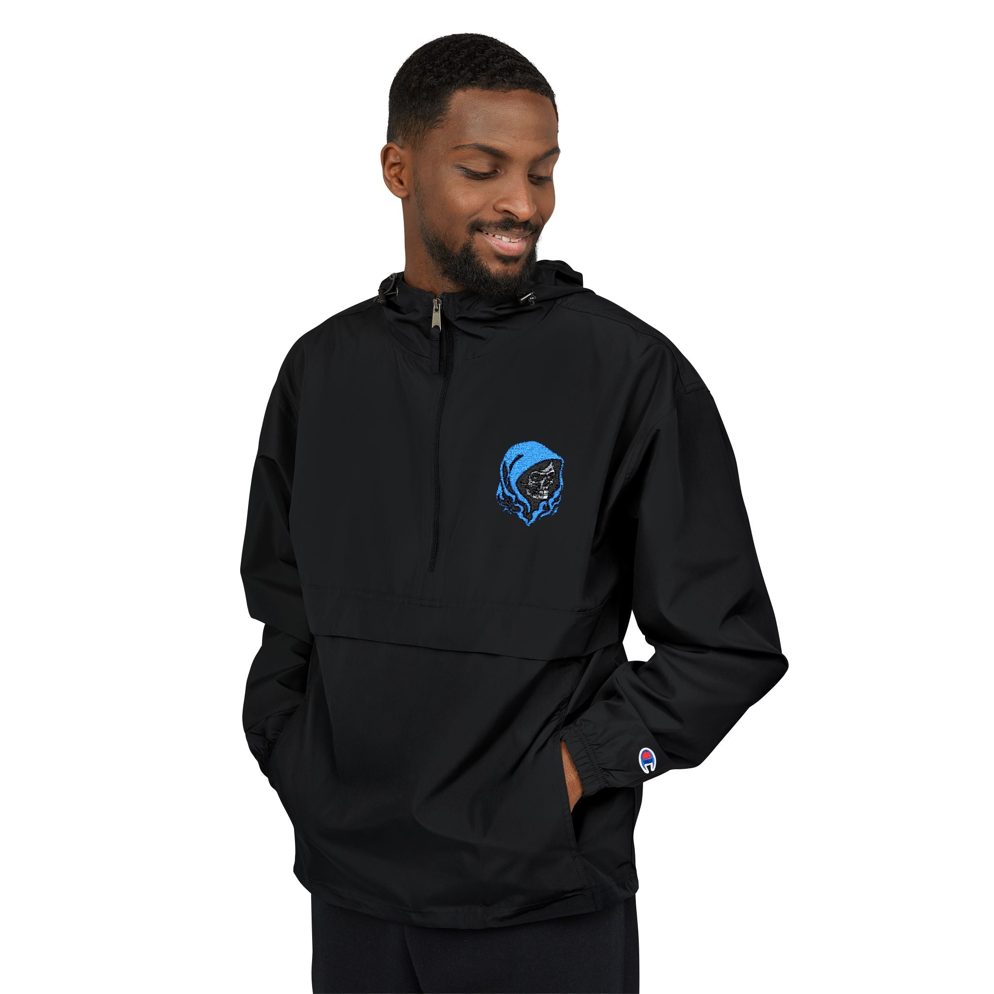 Packable Anorak Windbreaker — Blue D3ADLUX Skull