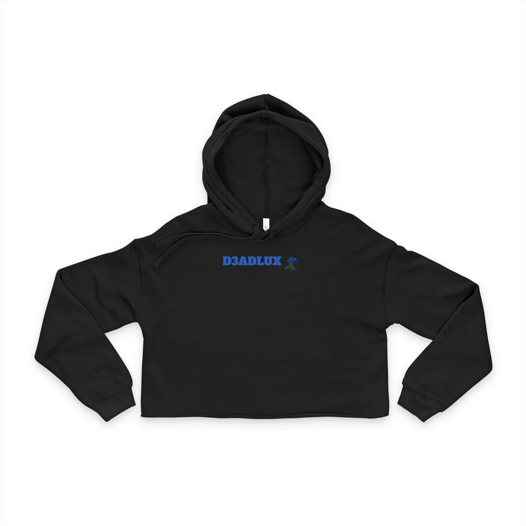 Cropped Hoodie — Minimal Blue 'DEADLUX' Logo Women's Hooded Sweatshirt