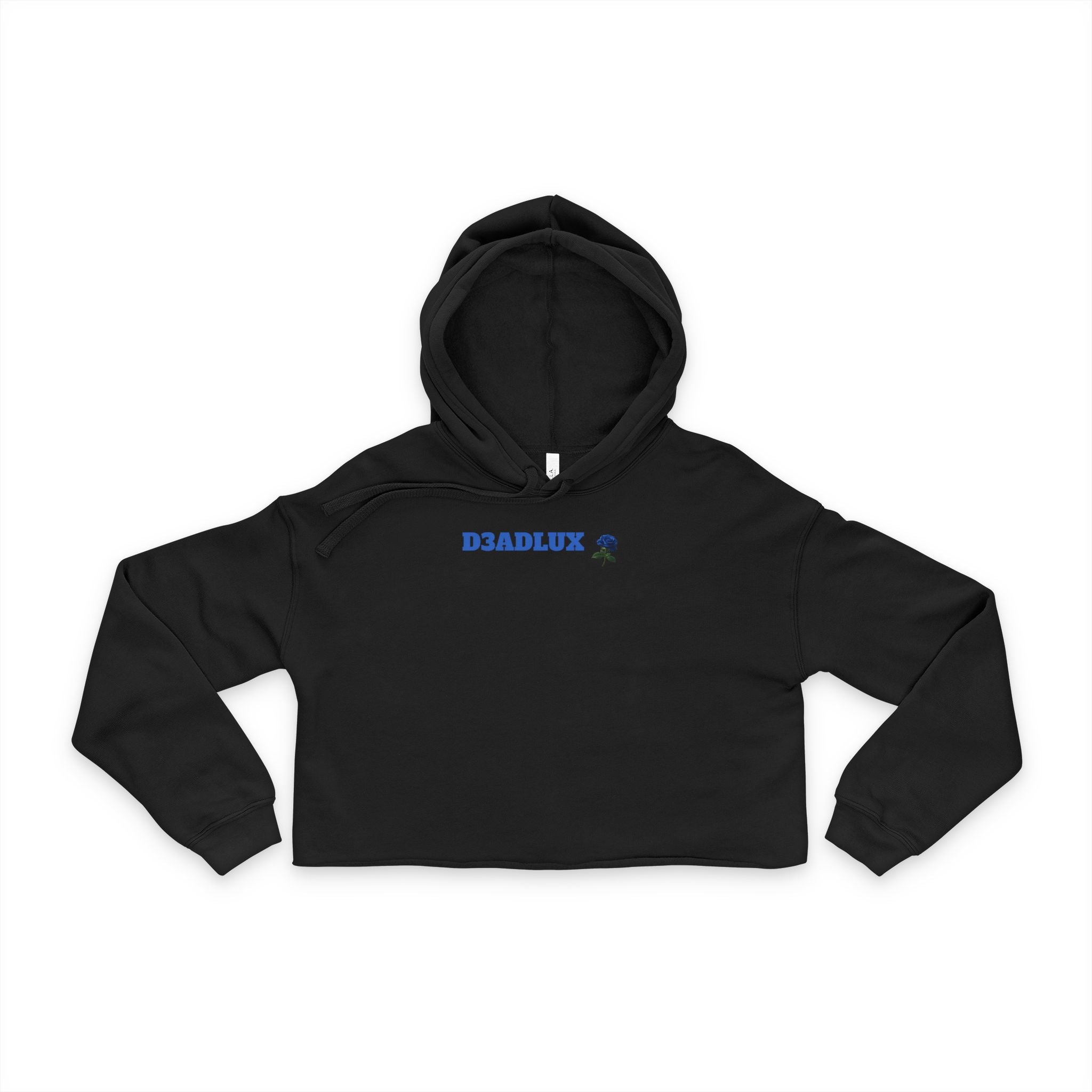 Cropped Hoodie — Minimal Blue 'DEADLUX' Logo Women's Hooded Sweatshirt