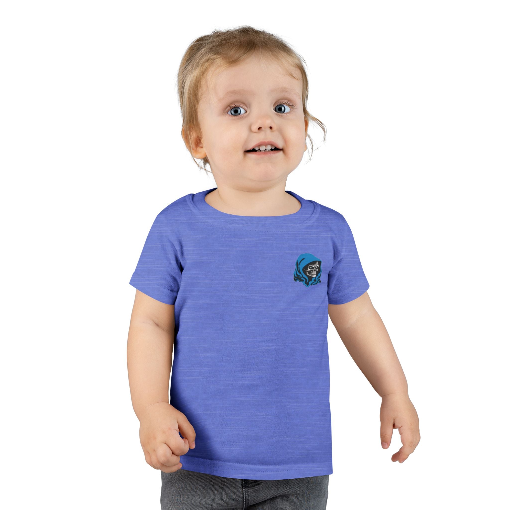 Toddler T-Shirt — Blue Hooded Skull Graphic Cute Punk Tee