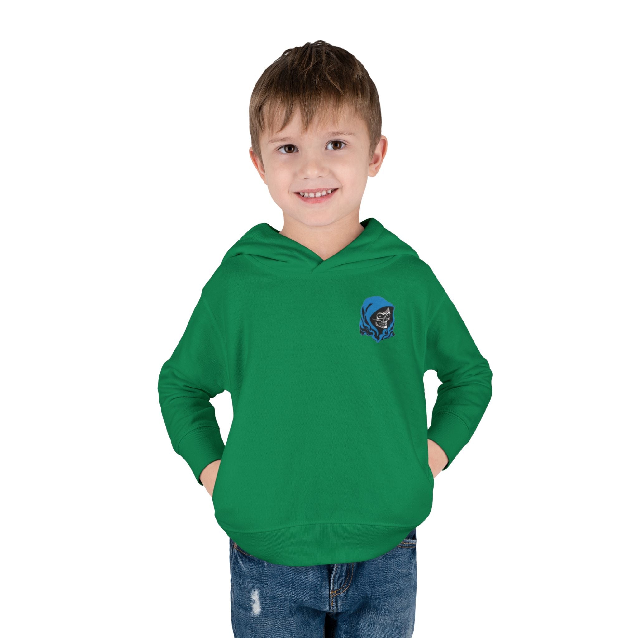 Toddler Hoodie with Blue Hooded Skull Graphic — Cute Edgy Kids Pullover