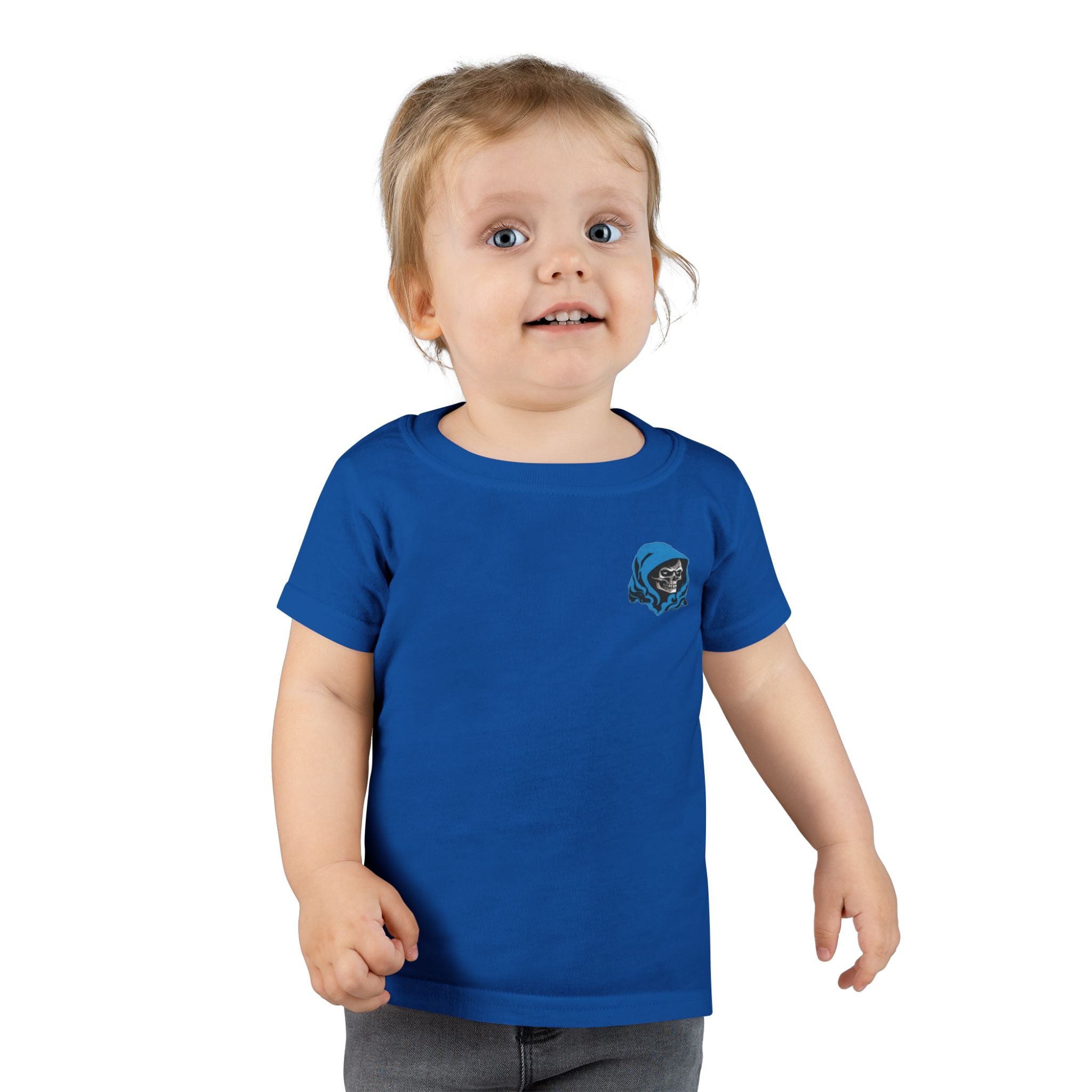 Toddler T-Shirt — Blue Hooded Skull Graphic Cute Punk Tee