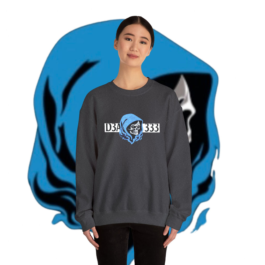 Skull in Blue Hoodie Crewneck Sweatshirt - D3A 333 Graphic