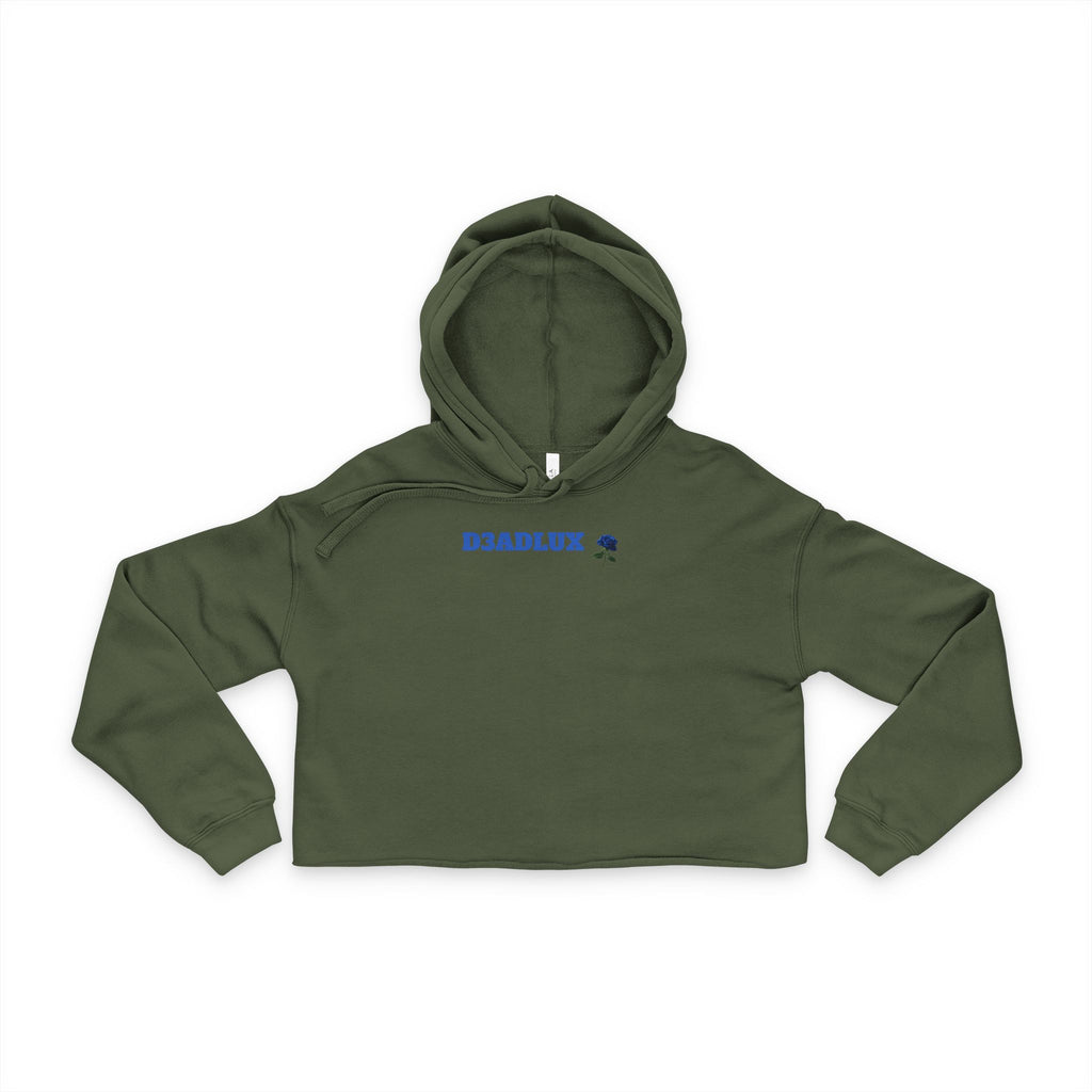 Cropped Hoodie — Minimal Blue 'DEADLUX' Logo Women's Hooded Sweatshirt