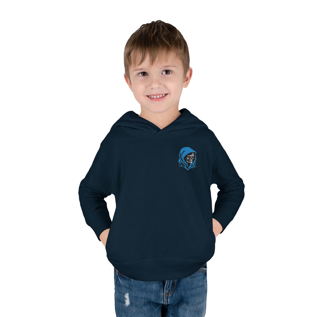 Toddler Hoodie with Blue Hooded Skull Graphic — Cute Edgy Kids Pullover