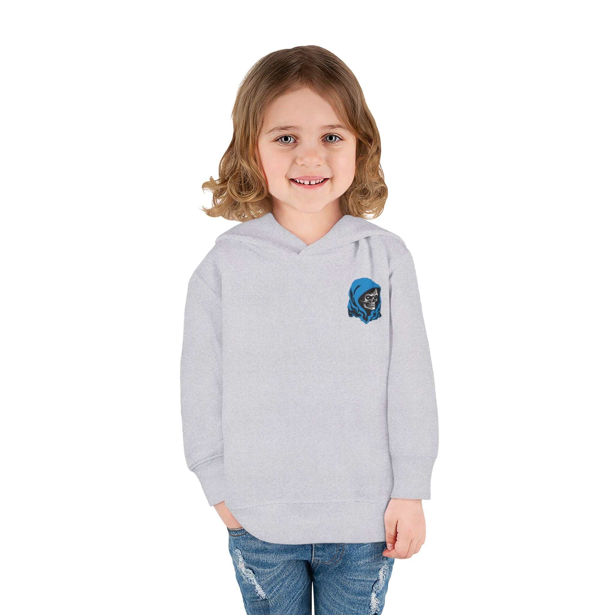 Toddler Hoodie with Blue Hooded Skull Graphic — Cute Edgy Kids Pullover