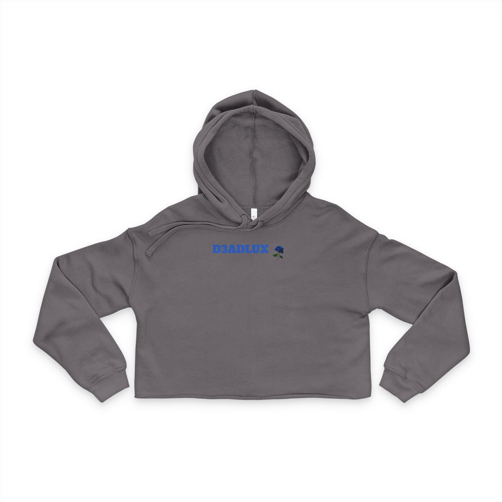 Cropped Hoodie — Minimal Blue 'DEADLUX' Logo Women's Hooded Sweatshirt