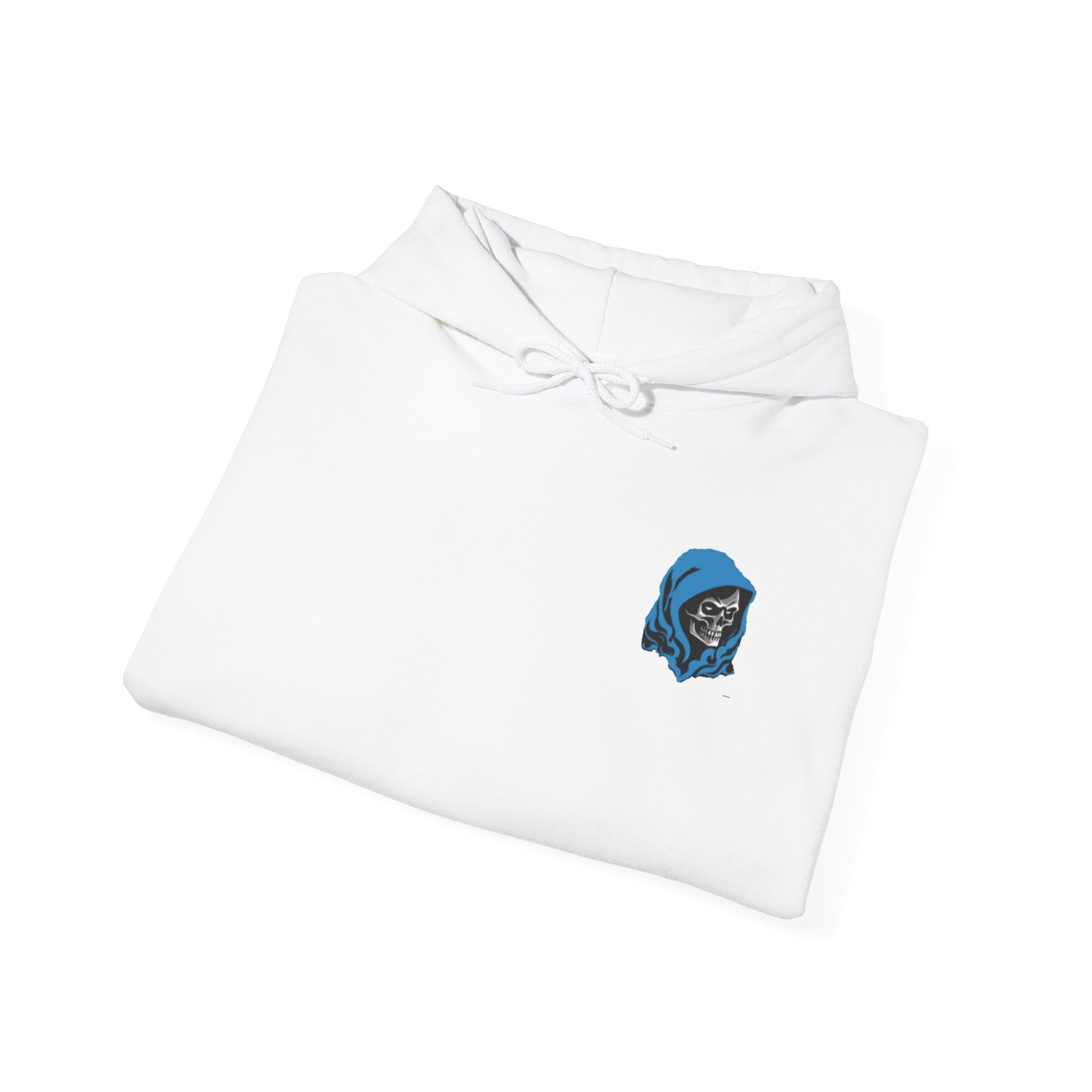 Skull Reaper Hoodie — Blue Hooded Skull Graphic Pullover
