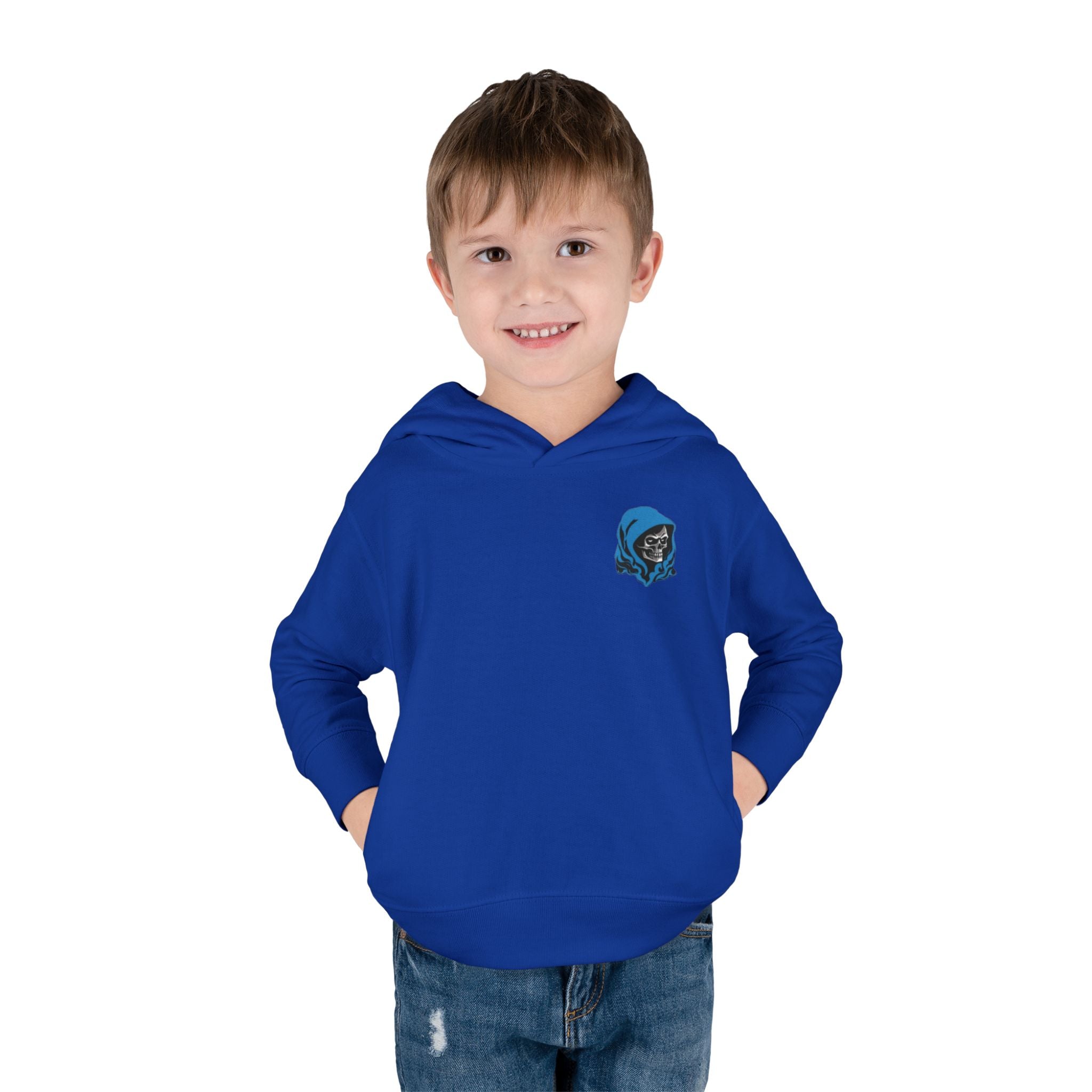 Toddler Hoodie with Blue Hooded Skull Graphic — Cute Edgy Kids Pullover