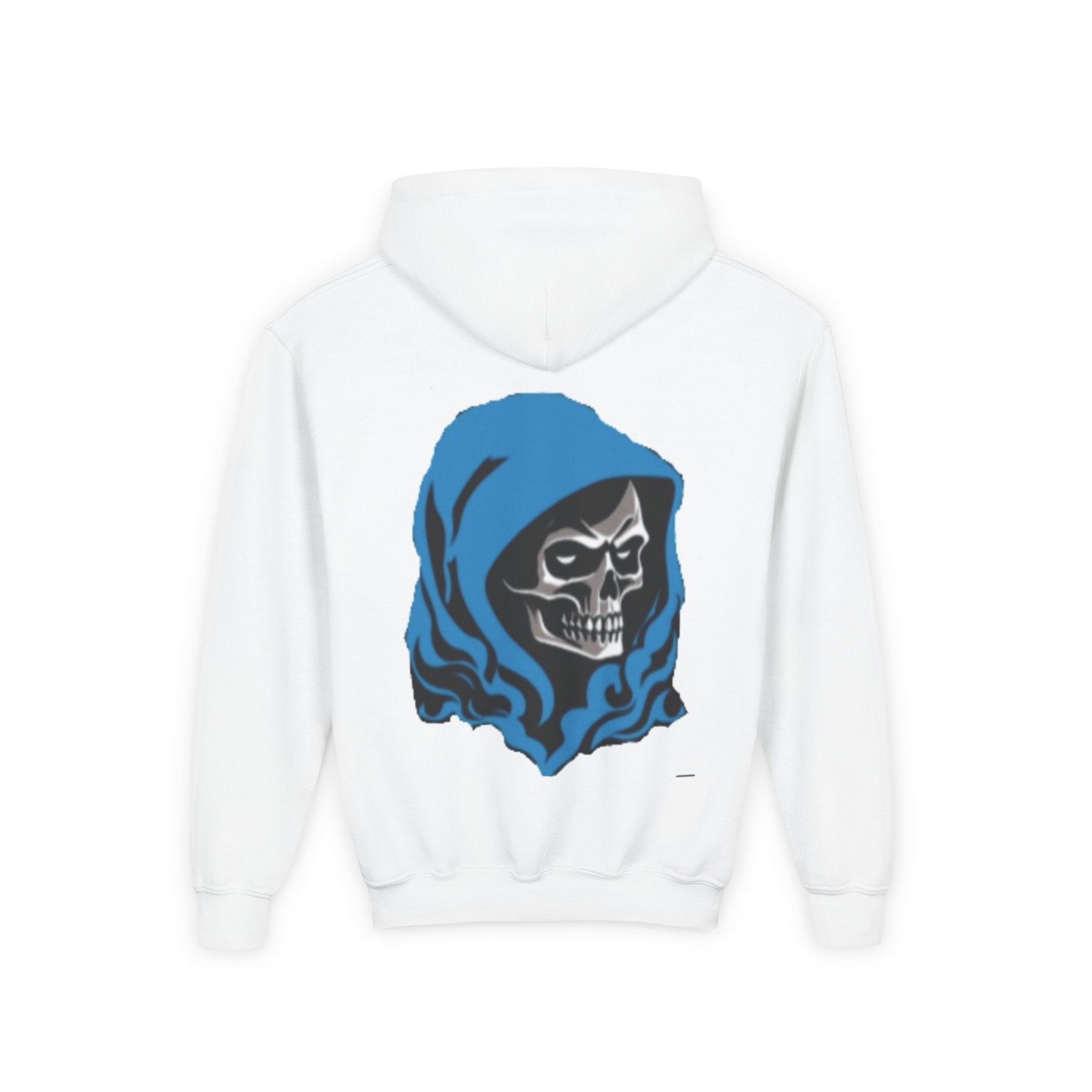 Youth Hoodie – Blue Hooded Skeleton Graphic Pullover