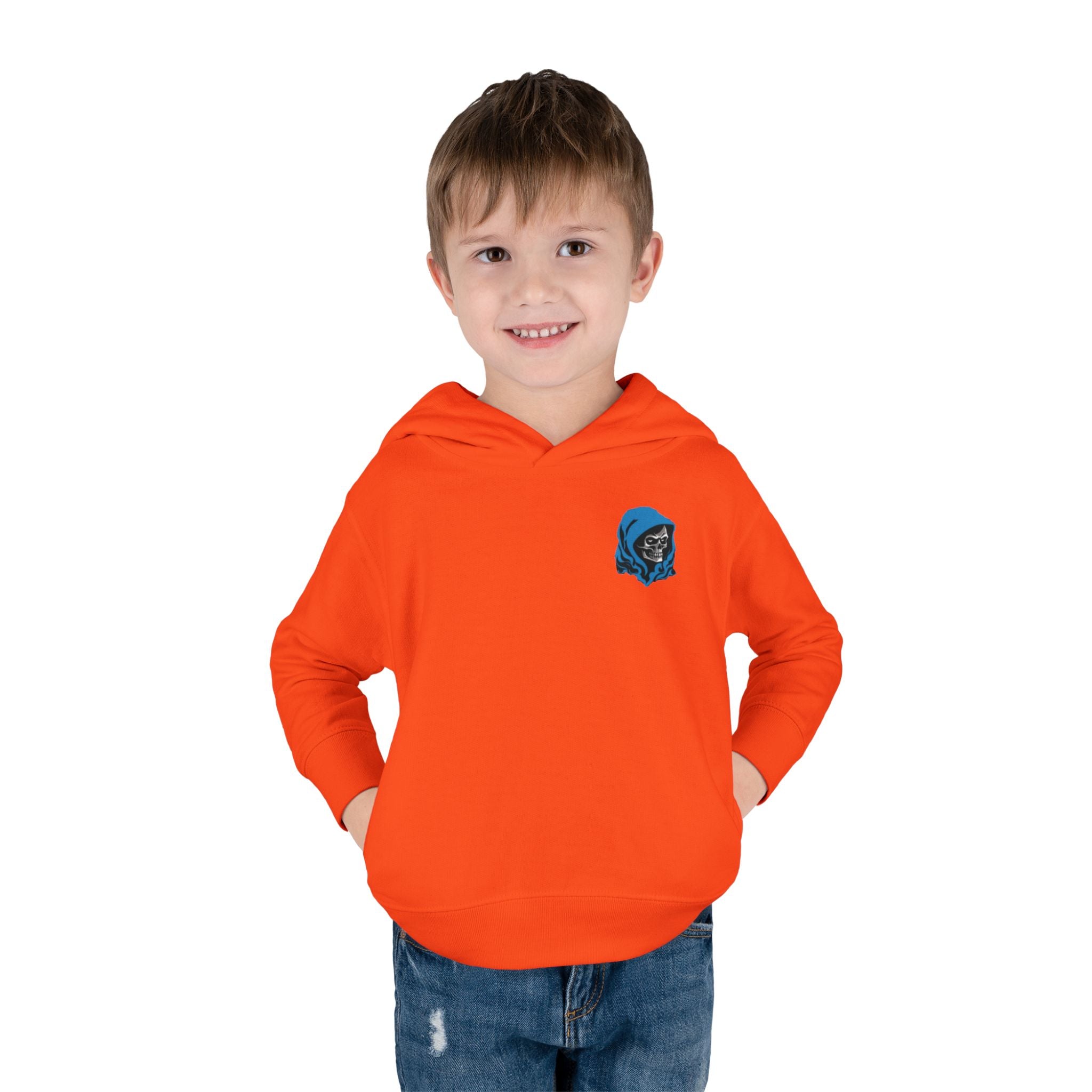 Toddler Hoodie with Blue Hooded Skull Graphic — Cute Edgy Kids Pullover